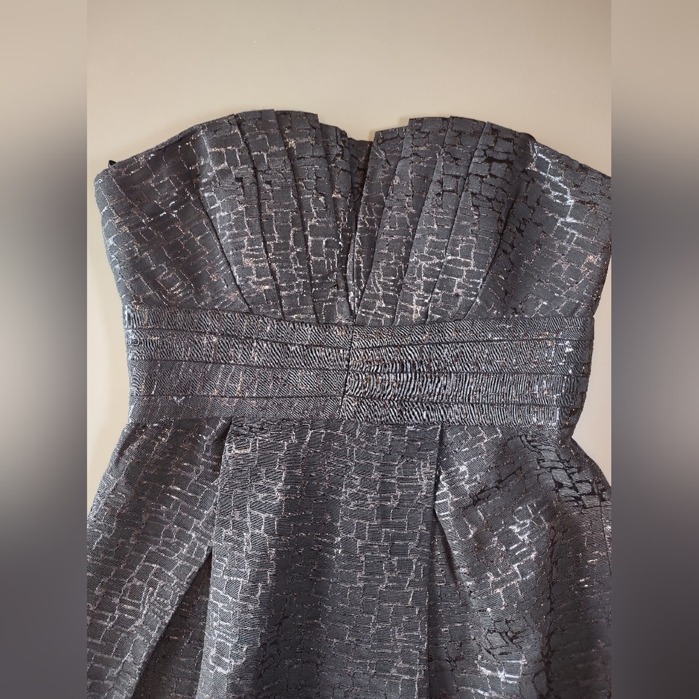 Max & Cleo Black Strapless Textured Pattern Dress - Picture 9 of 14